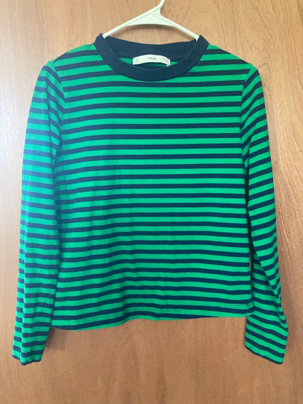 Mango Green & Navy Striped Long Sleeve Top